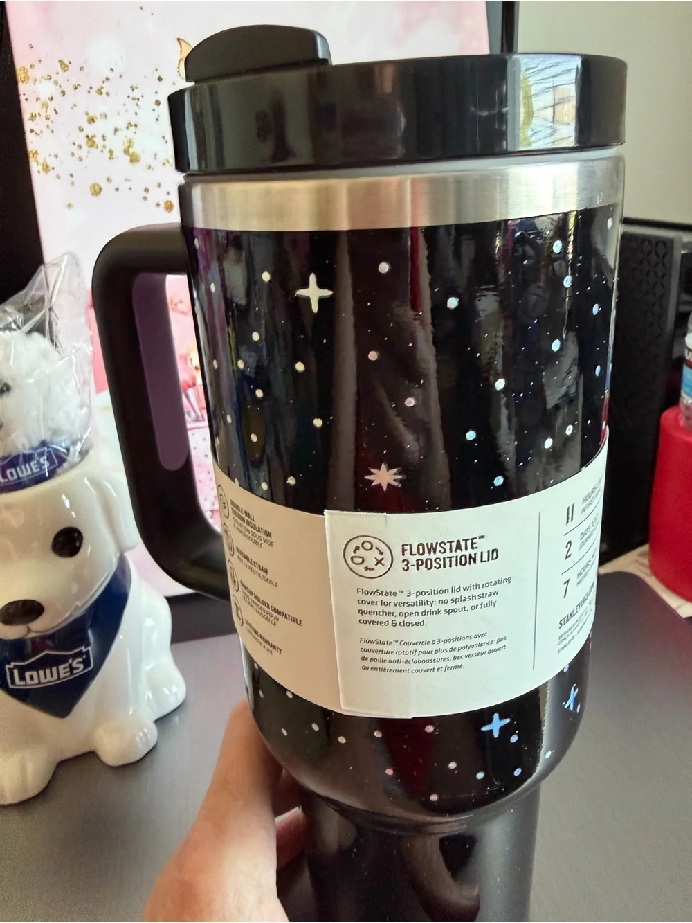Stanley Quencher H2.0 Tumbler - Black & Purple with Stars, Moon, Bats RARE - Picture 5 of 9